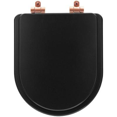 Assento Sanitário Poliéster Soft Close Nexo Onix (preto Fosco) Para Vaso Roca Com Ferragem Rose Gold