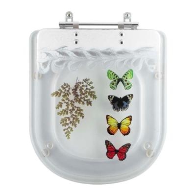 Tampa De Vaso Acrílico Decorado Flox Transparente Para Bacia Fiori