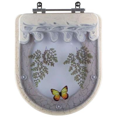 Tampa De Vaso Poliéster Decorada Borboleta Carrara Amêndoa Para Louça Deca