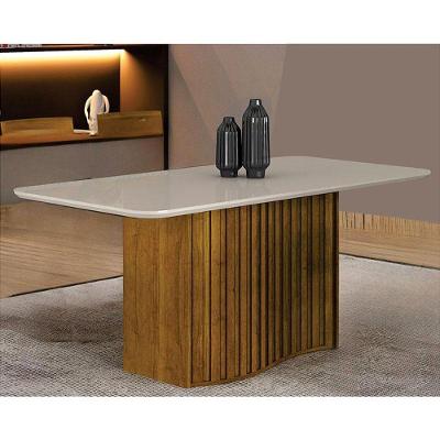 Mesa De Jantar Siena 180x90 Com Vidro Freijó Off White - Leifer Móveis