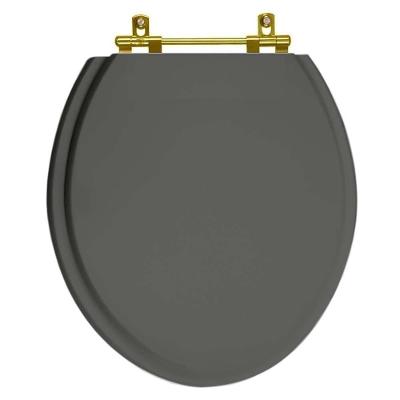 Assento Sanitario Poliéster Convencional Oval Cinza Quartzo Para Vaso Ideal Standard Com Ferragem Dourada