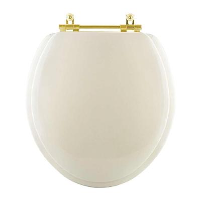 Assento Sanitario Almofadado Convencional Oval Palha Para Vaso Icasa Com Ferragem Dourada