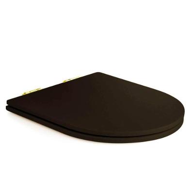 Assento Poliester Soft Close Carrara Marrom Fosco Para Vaso Deca Com Ferragem Dourada