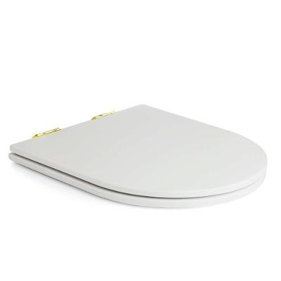 Assento Poliester Soft Close Antimicrobiano Carrara Branco Para Vaso Deca Com Ferragem Dourada