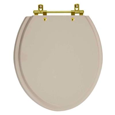 Assento Sanitário Convencional Oval Bege Saara Para Vaso Deca Com Ferragem Dourada