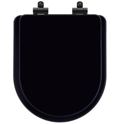Assento Sanitário Poliéster Soft Close Level Preto Para Vaso Deca Com Ferragem Preta