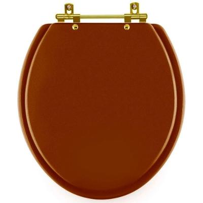 Assento Sanitário Convencional Oval Universal Caramelo Com Ferragem Dourada