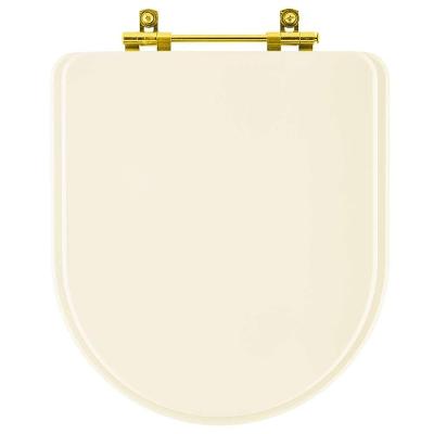 Assento Sanitário Almofadado Carrara Creme Bege Claro Para Vaso Deca Com Ferragem Dourada