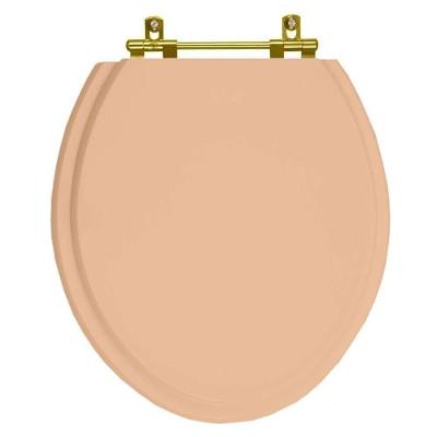 Assento Sanitario Poliéster Convencional Oval Pêssego 73 Para Vaso Celite Com Ferragem Dourada