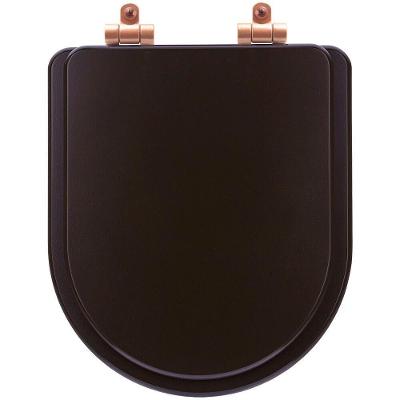 Assento Sanitário Poliéster Soft Close Link-lk Marrom Fosco Para Vaso Deca Com Ferragem Rose Gold