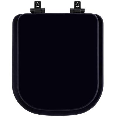 Assento Sanitário Mdf Soft Close Quadra Preto Para Vaso Deca Com Ferragem Preta