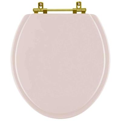 Assento Sanitário Convencional Oval Universal Salmão Com Ferragem Dourada