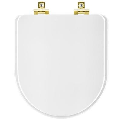 Assento Sanitário Soft Close Valentina Branco Para Vaso Hervy Com Ferragem Dourada