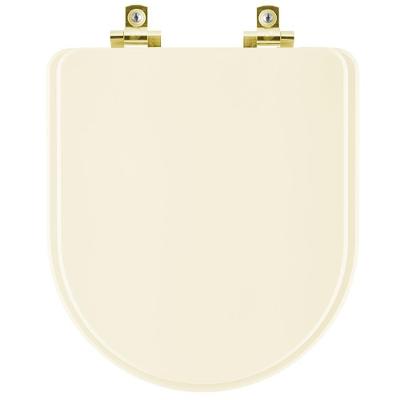 Assento Sanitário Soft Close Carrara Creme Para Vaso Deca Com Ferragem Dourada