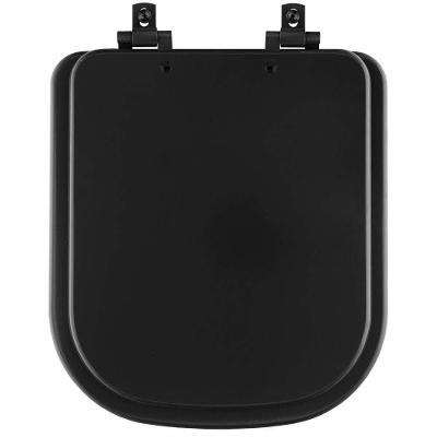 Assento Sanitário Mdf Soft Close Quadra Preto Fosco Para Vaso Deca Com Ferragem Preta