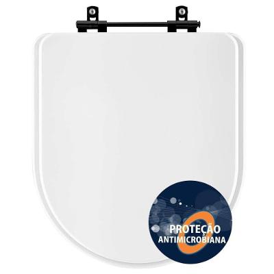 Assento Sanitário Poliester Antibacteriano Carrara Branco Para Vaso Deca Com Ferragem Preta