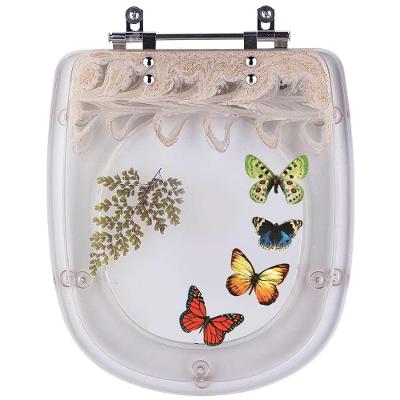 Tampa De Vaso Poliéster Decorada Borboleta Luna Bege Para Louça Icasa