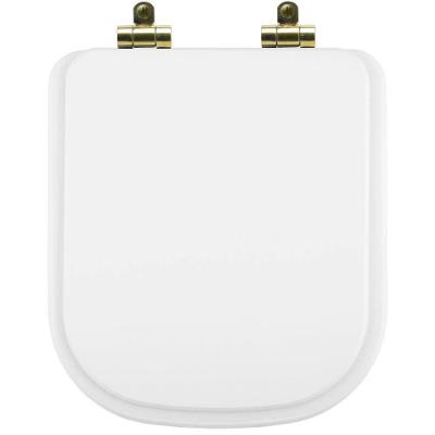 Tampa De Vaso Poliéster Com Fechamento Lento Piano Branco Para Louça Deca Com Ferragem Dourada