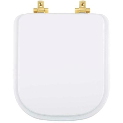 Tampa De Vaso Laqueado Com Fechamento Lento Quadra Branco Para Louça Deca Com Ferragem Dourada