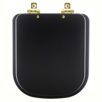 Assento Sanitário Com Amortecedor Piano Preto Fosco Para Vaso Deca Com Ferragem Dourada