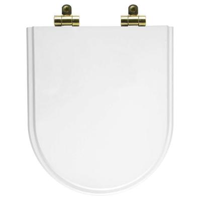 Tampa De Vaso Poliéster Com Fechamento Lento Level Branco Para Louça Deca Com Ferragem Dourada