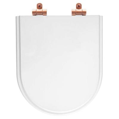 Assento Sanitário Poliéster Soft Close Carrara Branco Para Vaso Deca Com Ferragem Rose Gold
