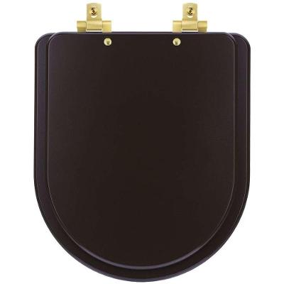 Assento Sanitário Mdf Soft Close Level Marrom Fosco Para Vaso Deca Com Ferragem Dourada