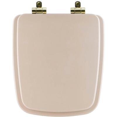 Tampa De Vaso Poliéster Com Fechamento Lento Boss Beige (bege Fosco) Para Louça Incepa Com Ferragem Dourada