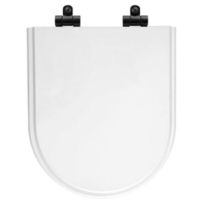 Assento Sanitário Poliéster Soft Close Carrara Branco Para Vaso Deca Com Ferragem Preta