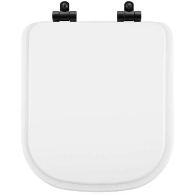 Tampa De Vaso Poliéster Com Fechamento Lento Quadra Branco Para Louça Deca Com Ferragem Preta