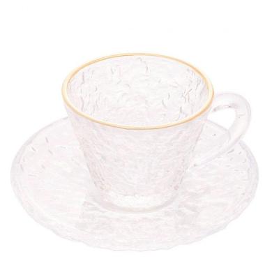 Jogo De 4 Xícara De Café Petra Cristal Borda Dourada 70ml