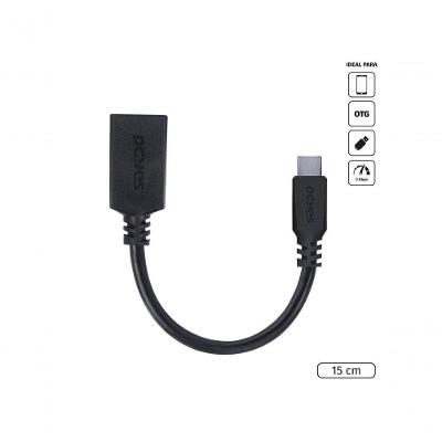Cabo Adaptador Otg Tipo C Para Usb A 3.0 Para Celular Smartphone 15 Cm Preto - P3amup-15