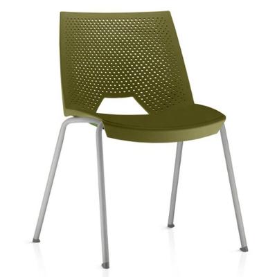 Cadeira Empilhável Fixa Liked F02 Base Aço Cinza Verde - Lyam Decor