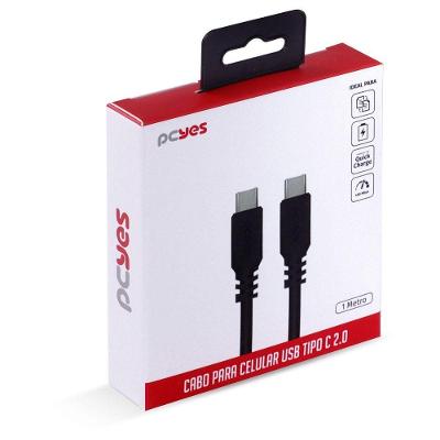 Cabo Usb Tipo C 2.0 Para Usb Tipo C 2.0 1m Preto - Pucp-01