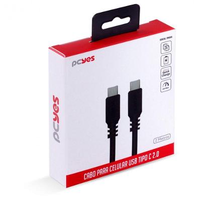 Cabo Usb Tipo C 2.0 Para Usb Tipo C 2.0 2m Preto - Pucp-02