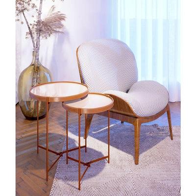 Kit Mesa Lateral Ambiente Aqua Com Vidro Off White Cobre - Imcal