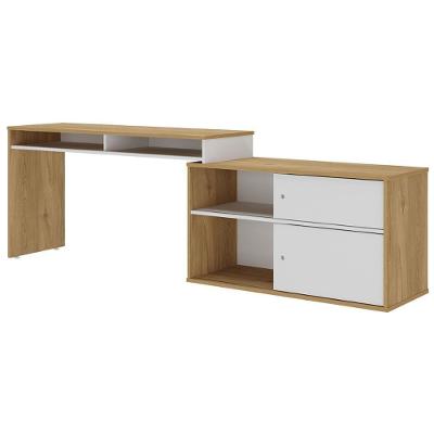 Mesa Para Escritório Escrivaninha Home Office 12 Em 1 Forms A02 Olmo Branco - Lyam Decor