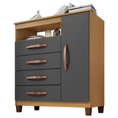 Comoda Sapateira 1 Porta 4 Gavetas 84 Cm Moden 2258 Carvalho Am Grafite Incp