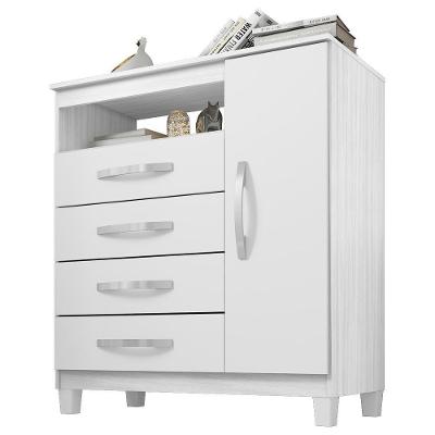 Comoda Sapateira 1 Porta 4 Gavetas 84 Cm Moden 2258 Branco Flex Incp