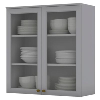 Armario Aereo 2 Portas Vidro Mdf 80 Cm Americana C366 Cinza Henn