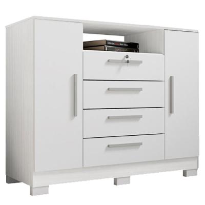 Comoda Rack 2 Portas 4 Gavetas Madri 121 Cm Branco Incp