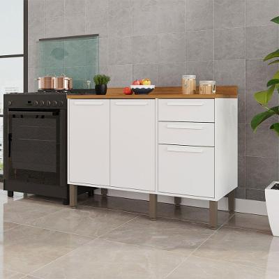 Balcão Cozinha Flórida 120cm 3 Portas 2 Gavetas Salleto Branco