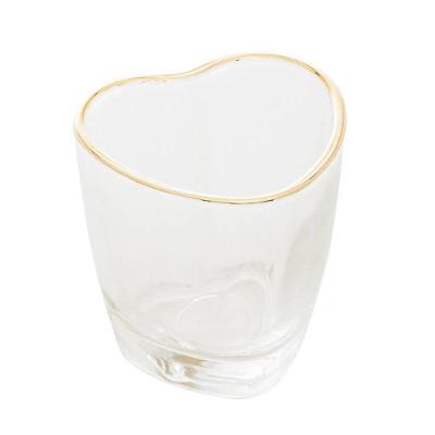 Copo P- Shot Coracao Borda Dourada 50ml Em Vidro Lyor