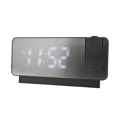 Relogio Alarme Led Espelhado Usb Com Projetor De Hora Preto