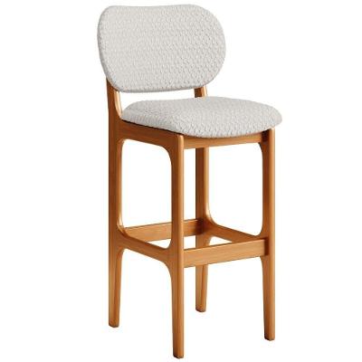 Banqueta Alta Bar Cozinha Sala Jantar Fixa Betta L02 Imbuia Bouclê Cru - Lyam Decor