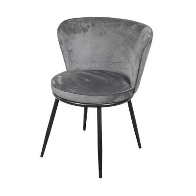 Cadeira Or-4407 Espuma Revestida Veludo Base Aço Or Design Cinza