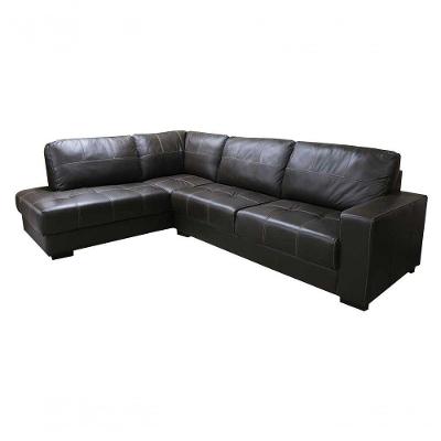 Sofá De Couro Canto Marrocos 3 Lugares Com Chaise Marrom Pigmentado - Mempra Design