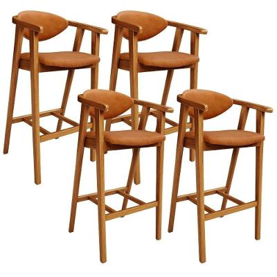 Kit 4 Banquetas Alta Para Cozinha Bancada Bar Sala De Jantar Fixa Cecília L02 Couríssimo Canela - Lyam Decor