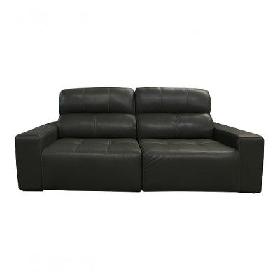 Sofá Retrátil E Reclinável De Couro Atami 2,30 M Graphite - Mempra Design