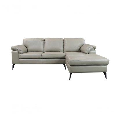 Sofá De Couro Asti 2 Lugares Com Chaise Direita Avelã - Mempra Design
